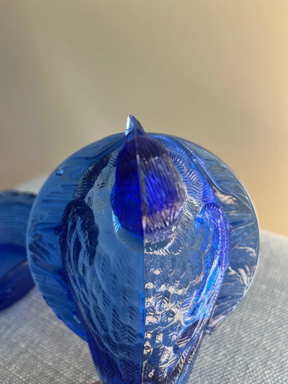 Cobalt Blue Bird On Nest 2 Piece Lidded Candy Dish Dove Robin